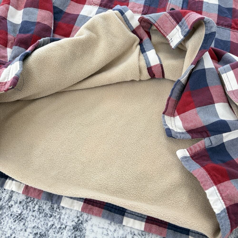 LL Bean Fleece Hoodie Jacket Hoodie Plaid Traditional Fit Red Blue Large Regular - Picture 8 of 10